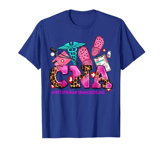 CNA Certified Nursing Assistant Leopard Registered Nurse T-Shirt