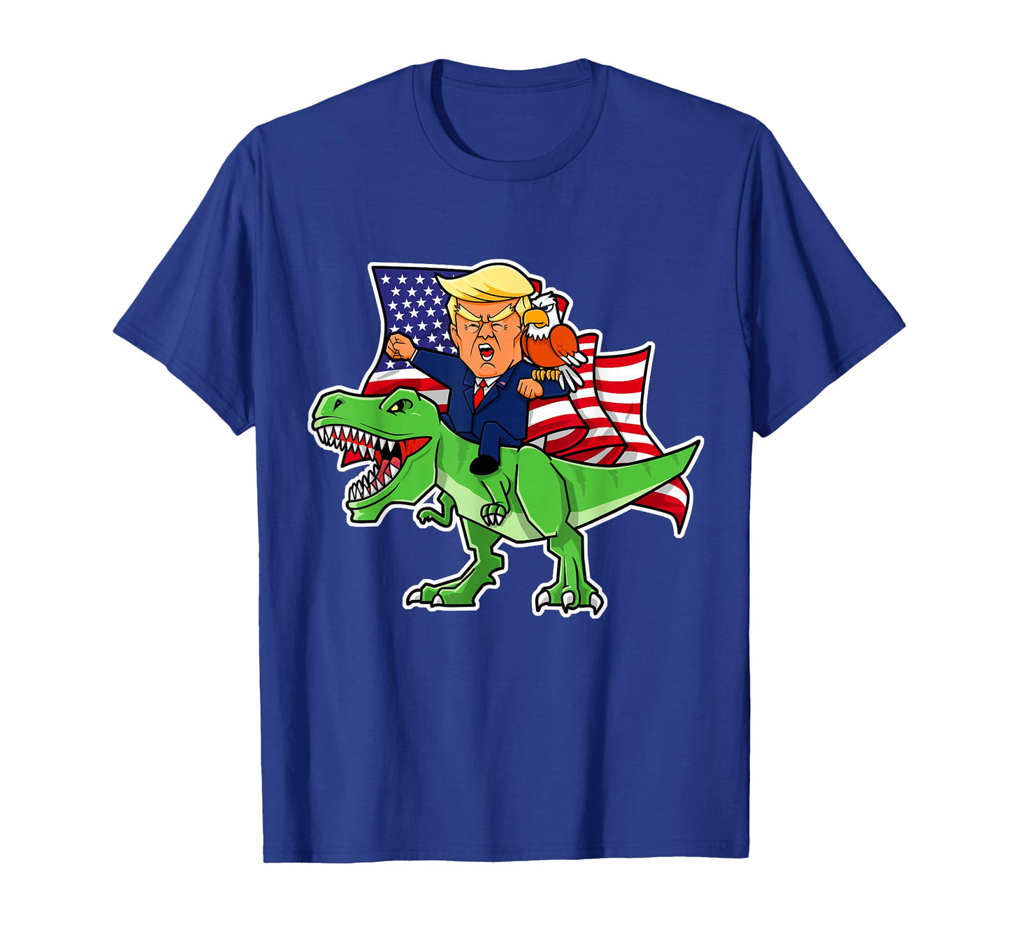 Trump Riding a Dinosaur TRex Funny Merica Patriotic July 4th T-Shirt