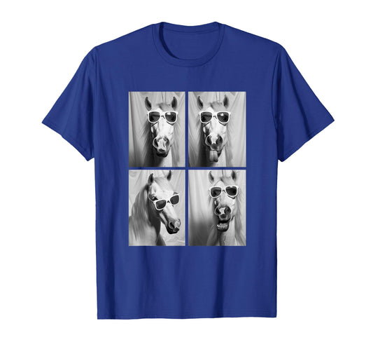 Cute Horses with Sunglasses Hipster Photo Booth Memes T-Shirt