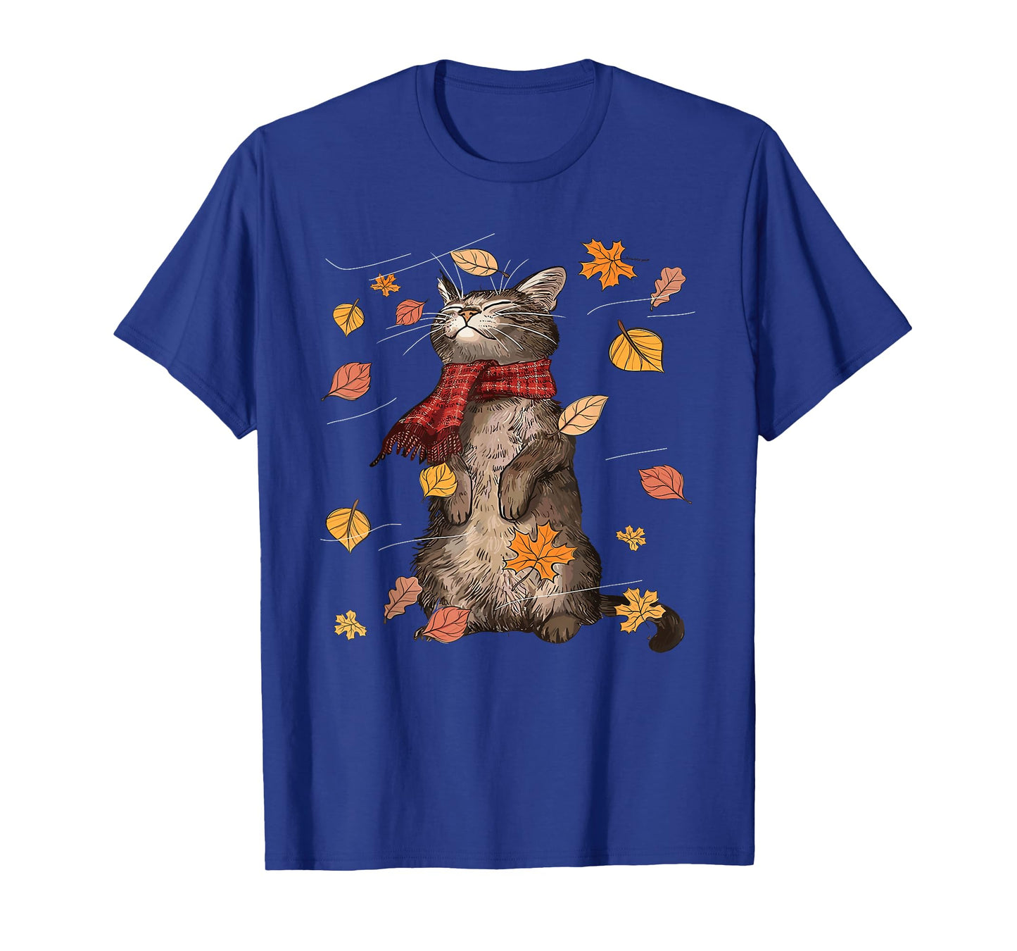 Funny Cat Thanksgiving Autumn Leaves Tree Chill Cat Fall T-Shirt