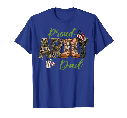 Proud Army Dad US Flag Camo Dog Tags Military Father T-Shirt
