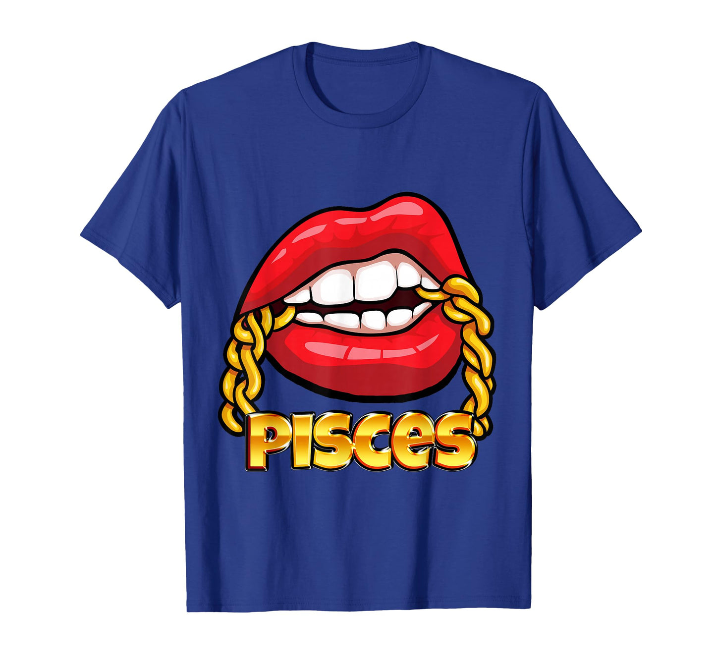 Juicy Lips Gold Chain Pisces Zodiac Sign T-Shirt