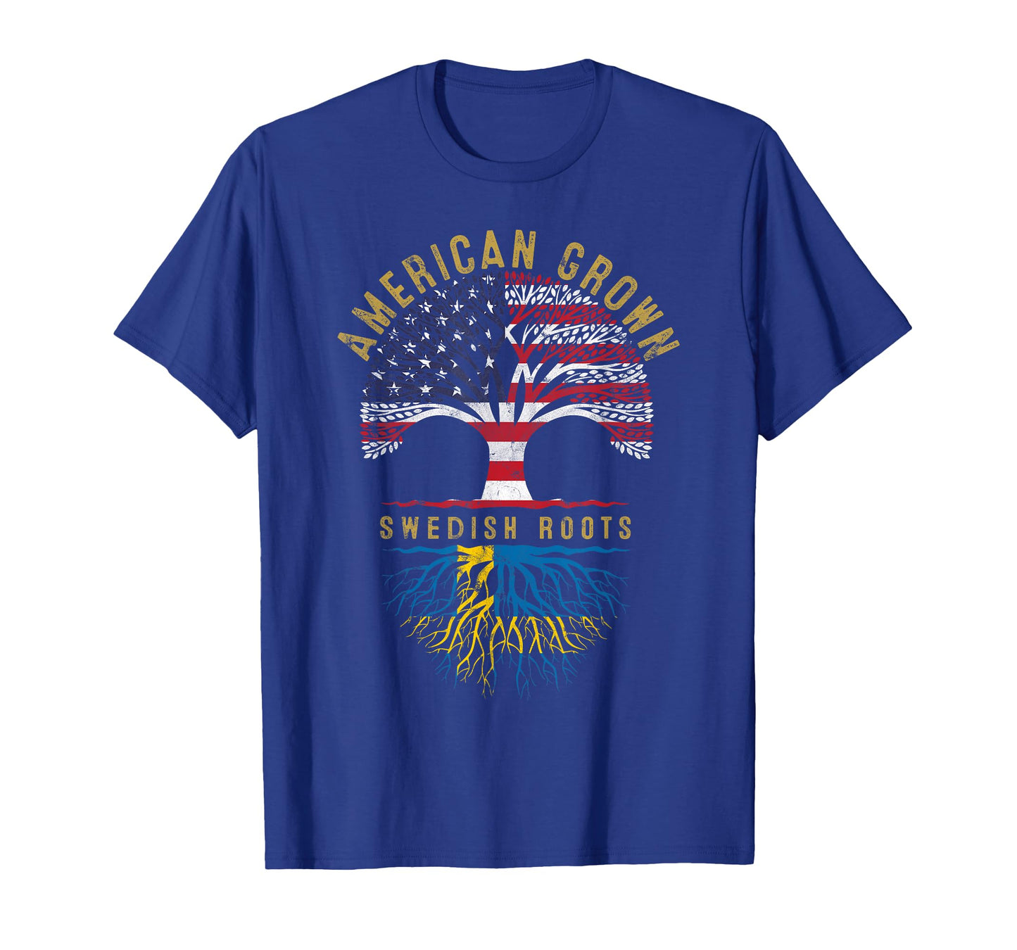 American Grown Swedish Roots Tree Flag Family Heritage T-Shirt
