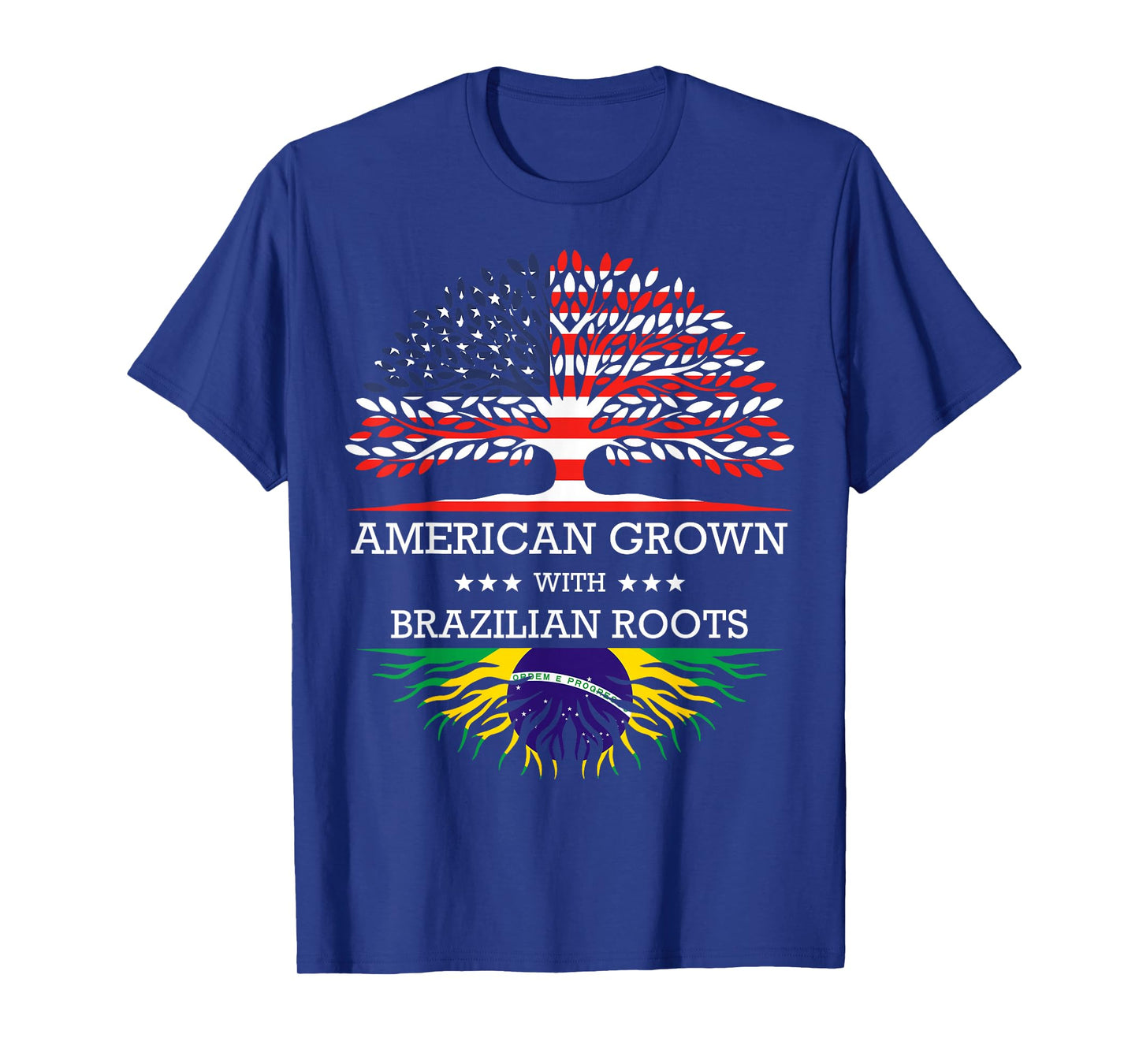 American Grown with Brazilian Roots USA Flag T-Shirt