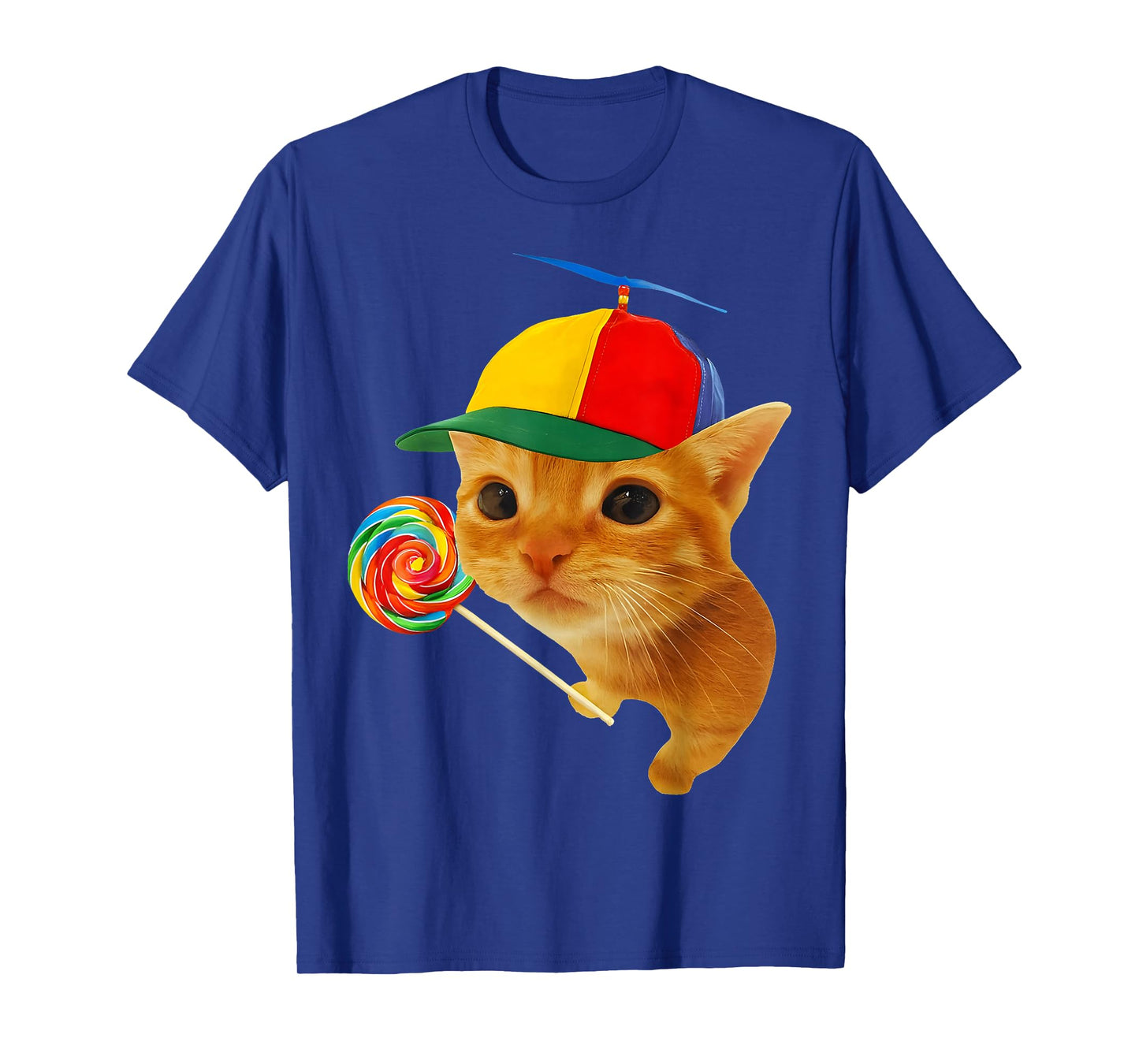 Hat Cute Silly Cat with Lollipop Meme Lovers Men Women Kids T-Shirt