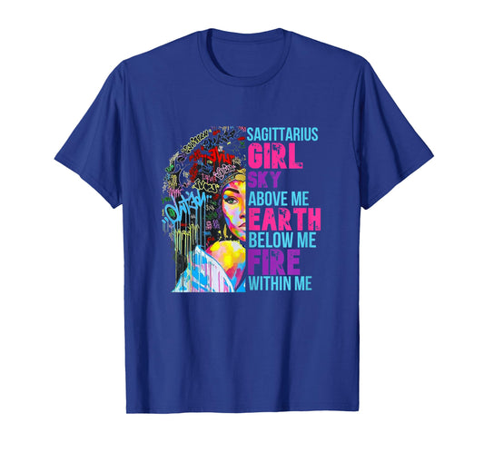 Womens Fire Within Sagittarius Girl Black Woman November Birthday T-Shirt