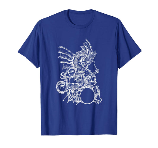 Dragon Playing Drums Animal Funny Drummer Rock Musician T-Shirt