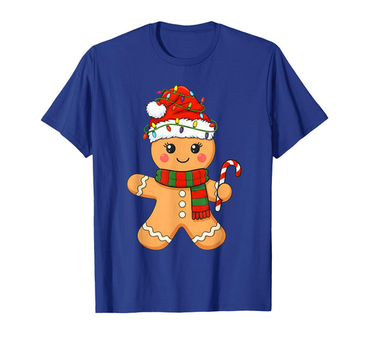 Christmas Baking Gingerbread Man Santa Lights Xmas T-Shirt
