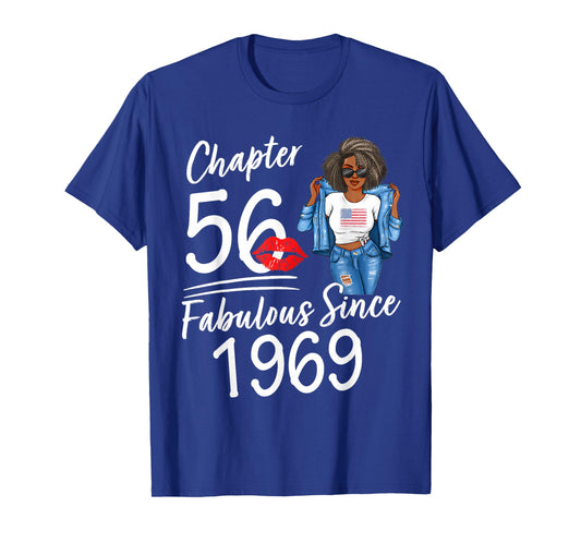 Chapter 56 Fabulous Since 1969 56th Birthday Afro Black Girl T-Shirt