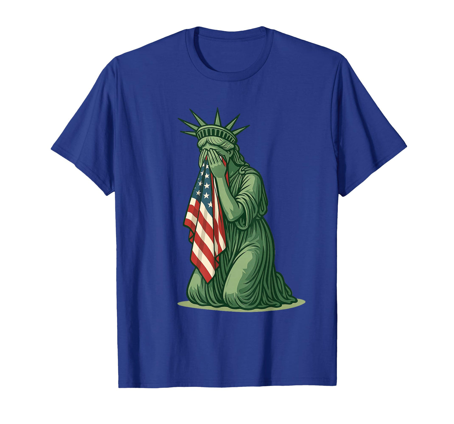 Statue of Liberty Crying Sad USA Flag Patriotic Resist T-Shirt