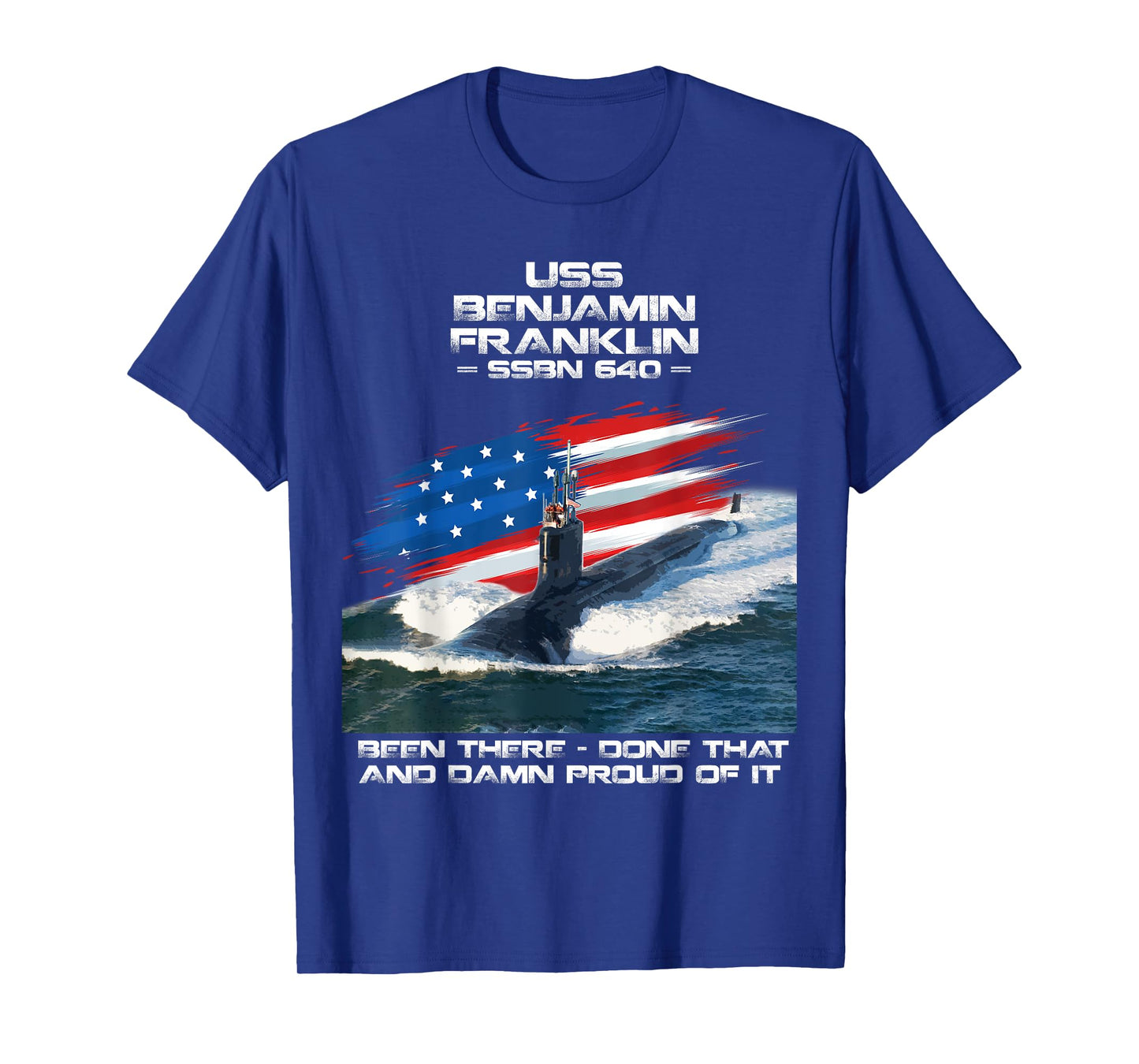 USS Benjamin Franklin SSBN-640 American Flag Submarine Women Men T-Shirt