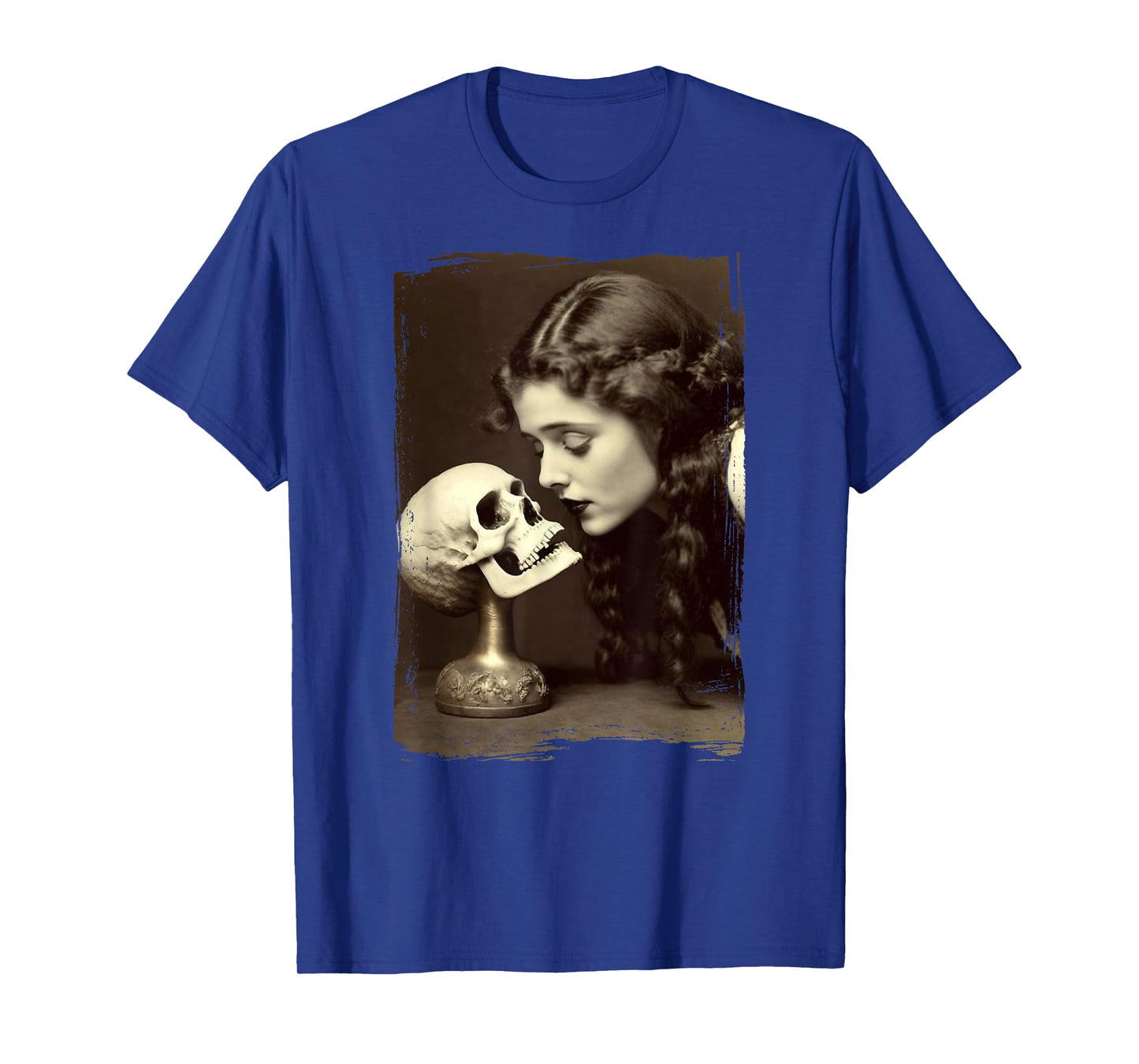 Vintage Witch Sorceress Skeleton Skull Kiss 1910 Photography T-Shirt