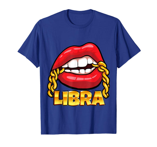 Juicy Lips Gold Chain Libra Zodiac Sign T-Shirt