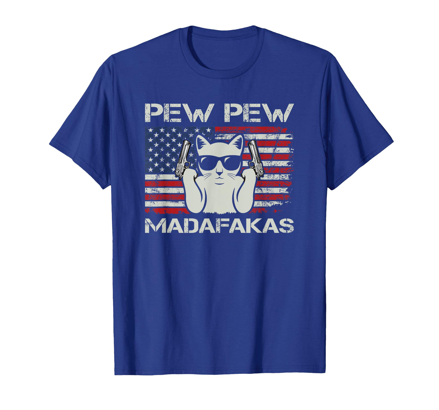 Pew Pew Madafakas - Vintage Cats USA Funny Crazy Cat Lovers T-Shirt