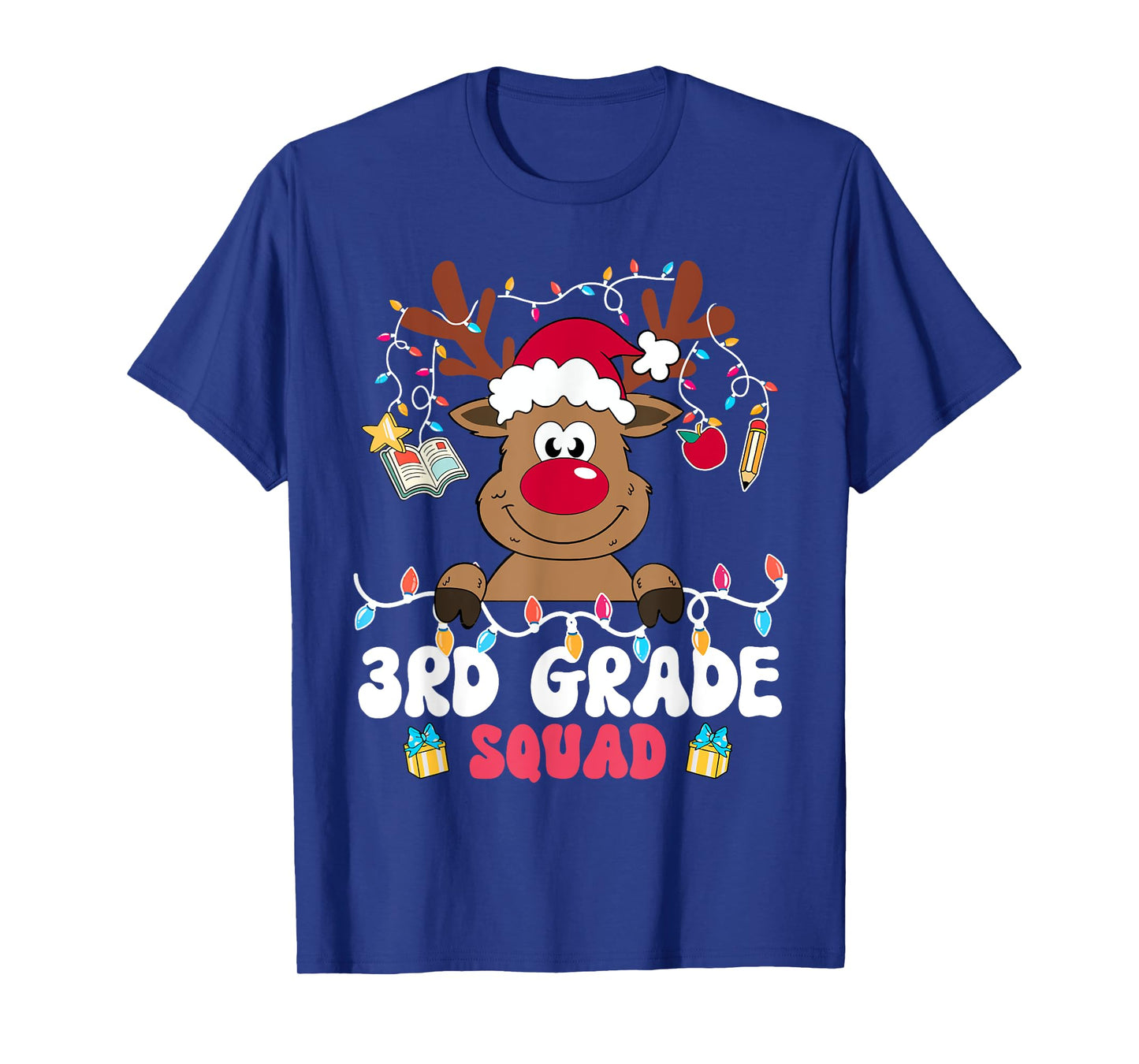 3rd Grade Squad Reindeer Christmas Third Grade Teacher Xmas T-Shirt