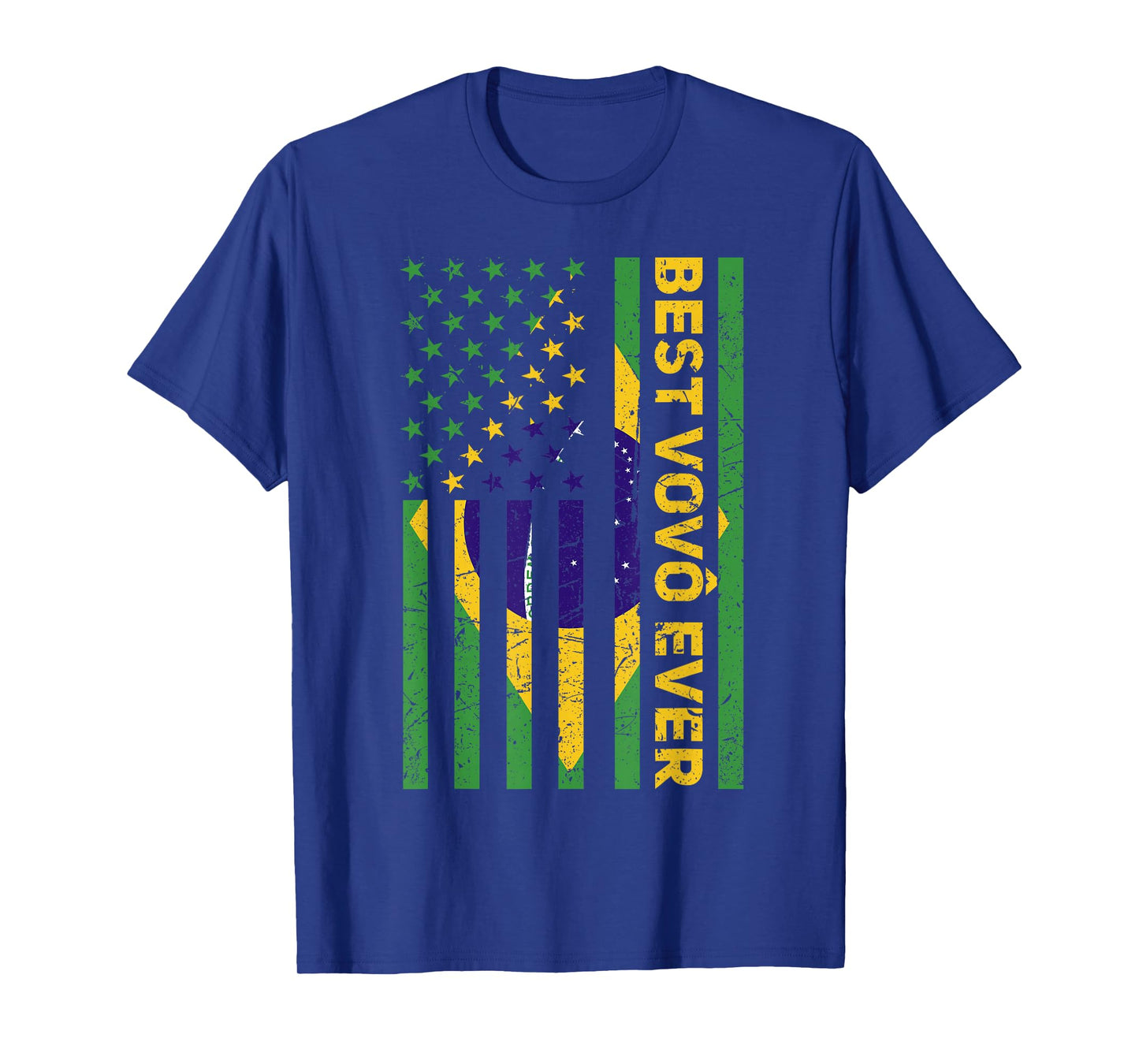 Best Vovô Brazil American Flag Retro Brasilian Grandpa T-Shirt