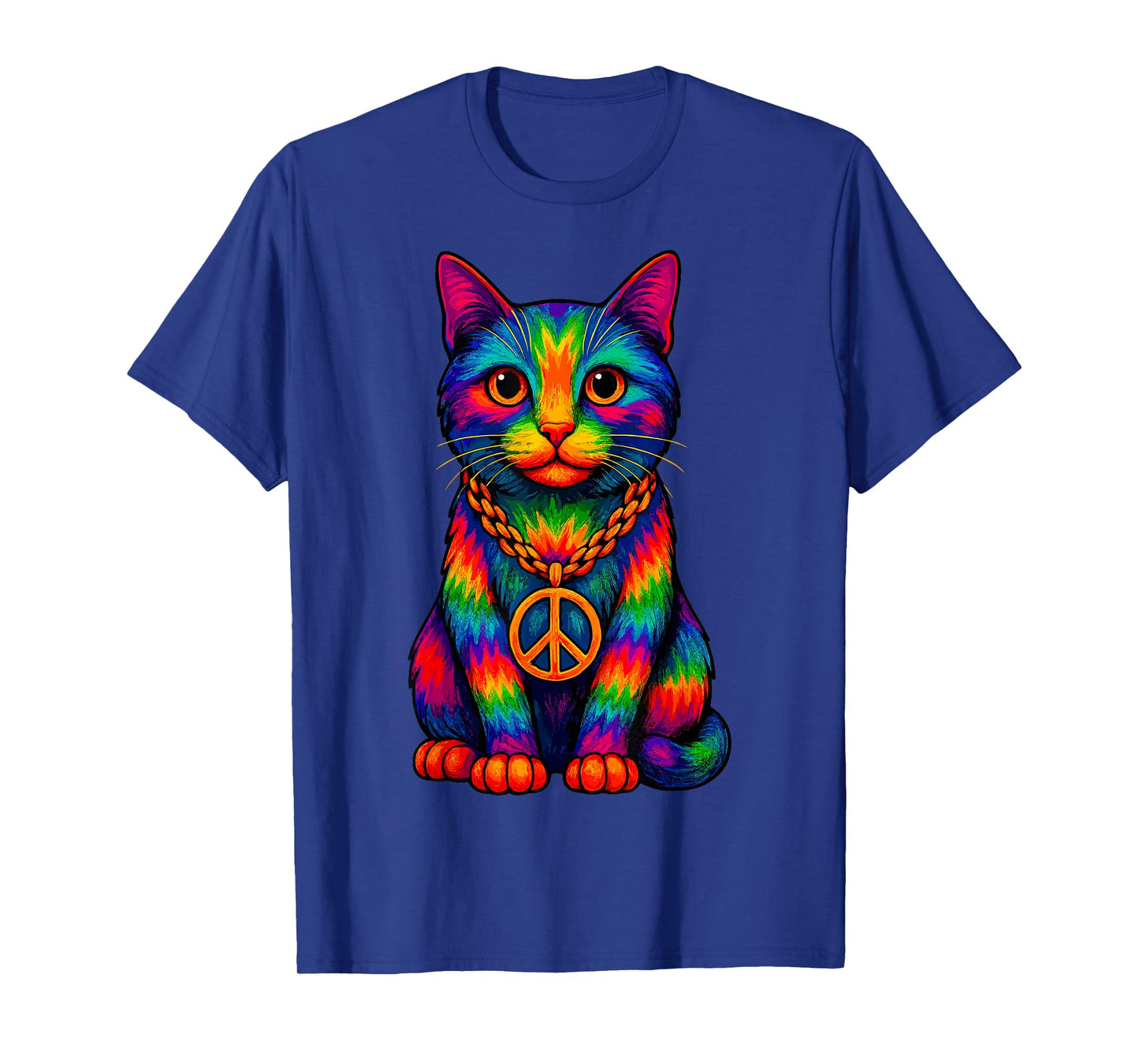 Tie-Dye Cat Peace Sign Hippo T-Shirt
