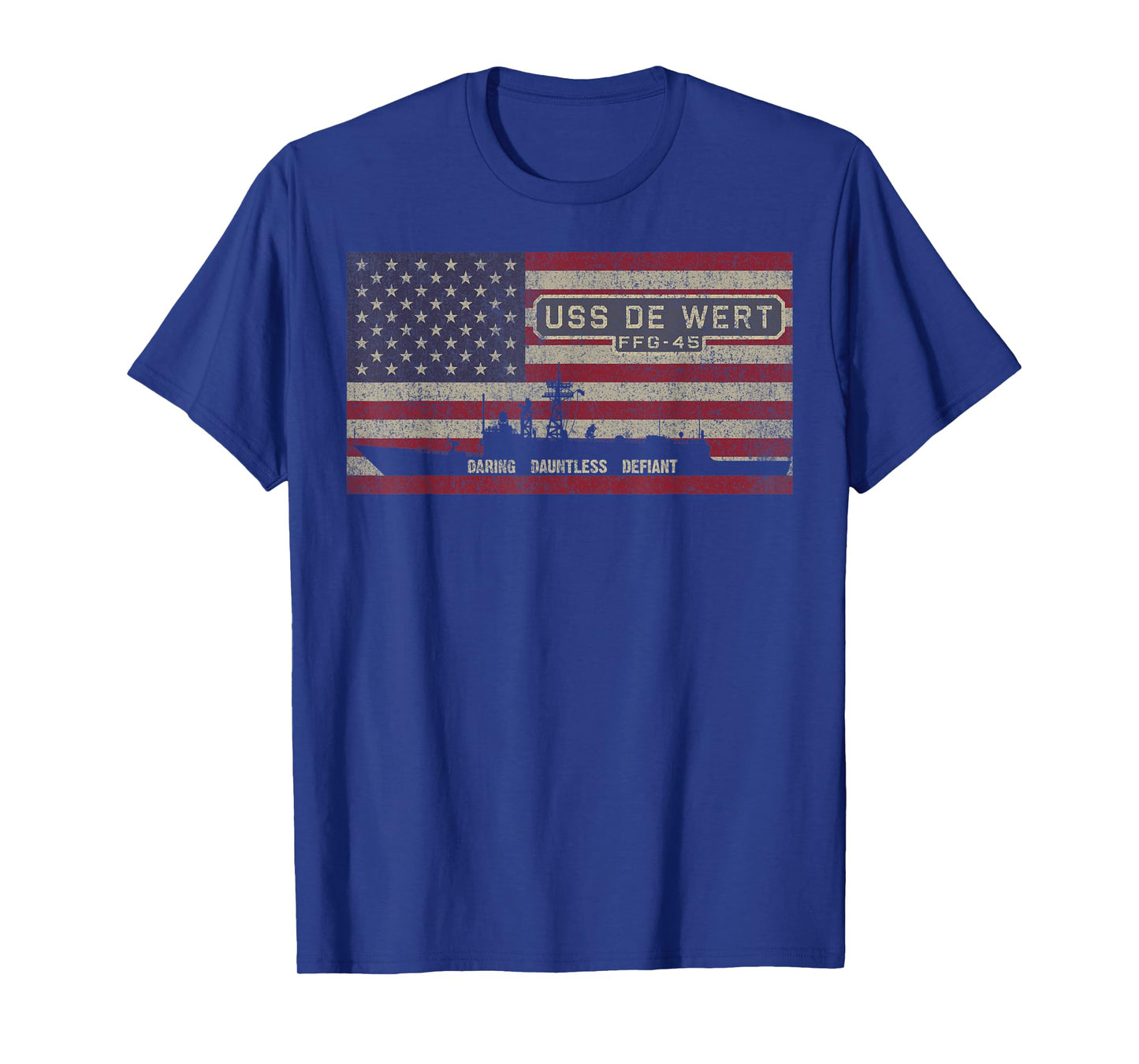 USS De Wert FFG-45 Frigate Ship USA American Flag Women Kids Men T-Shirt
