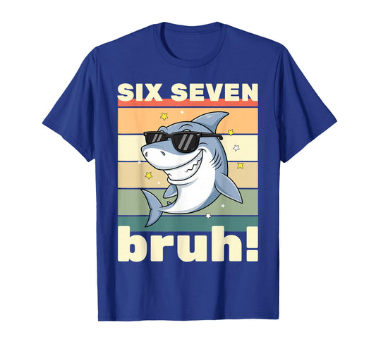 67 Meme Funny Six Seven Bruh 6-7 Meme Kids Boys Girls Shark T-Shirt