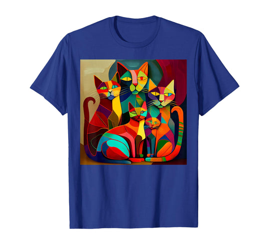 Abstract Colorful Woman Picatsso Cat Designs T-Shirt
