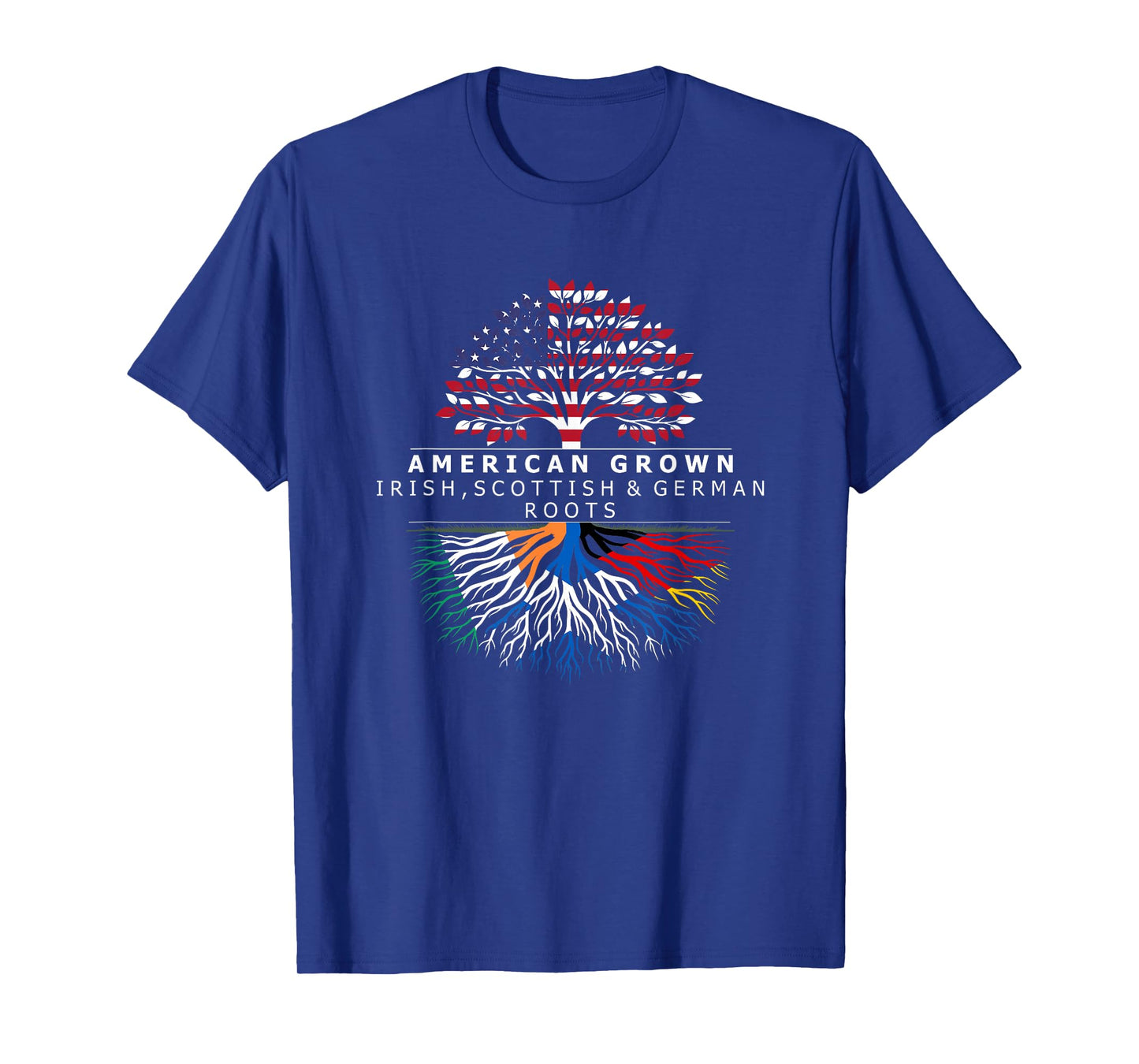 American Grown Flag Heritage Irish Scottish German Roots T-Shirt