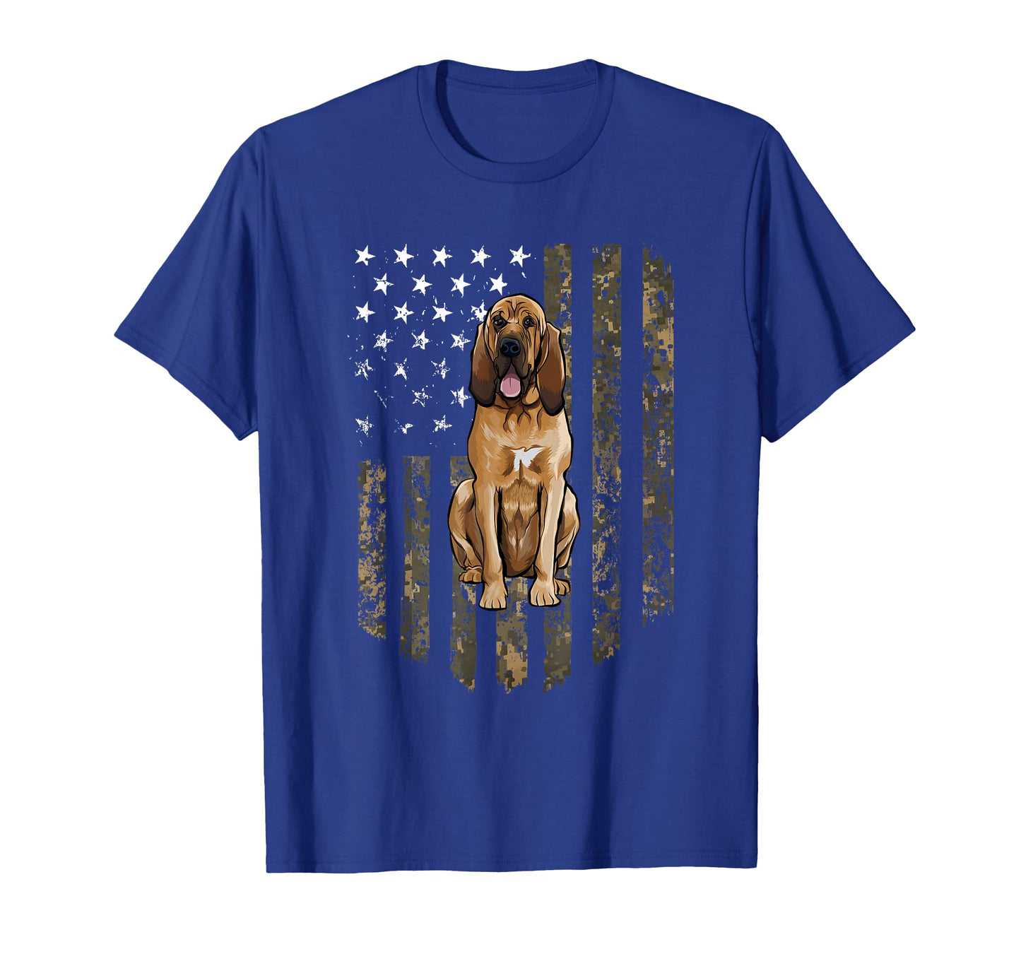 Camo American Flag Bloodhound 4th of July USA T-Shirt