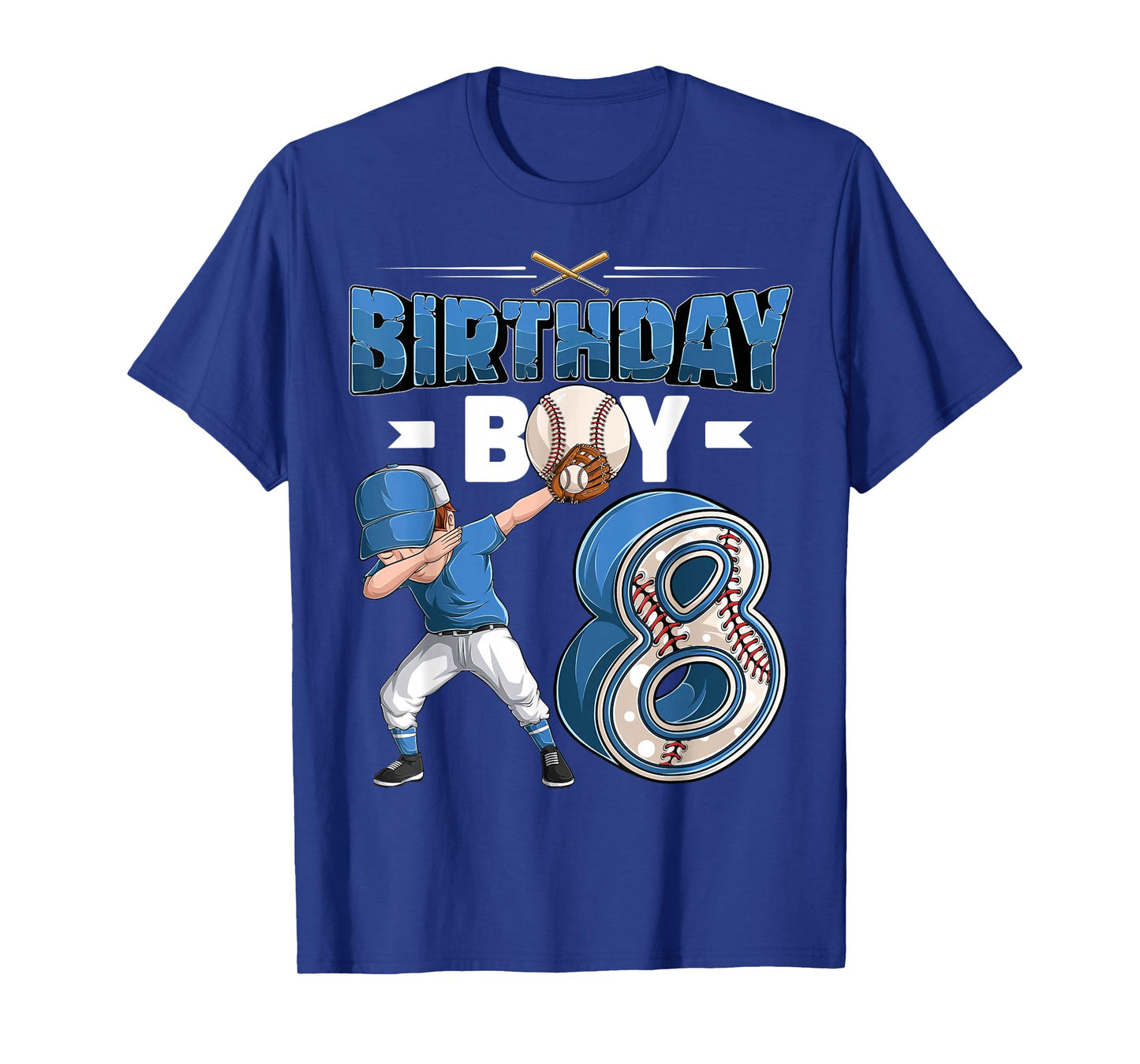 Dabbing boy 8 Year Old Baseball Player 8th Birthday Party T-Shirt