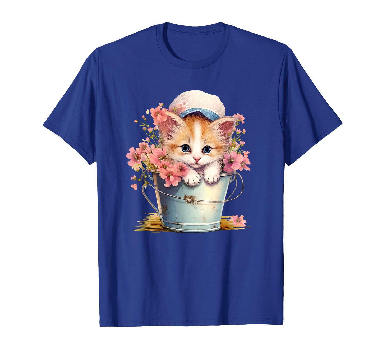 Shy Little Kitten Spring Graphic For Women Girls And Cat Mom T-Shirt