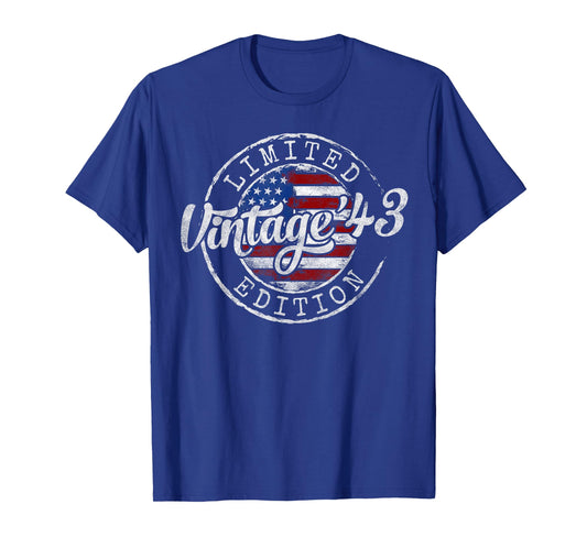 Vintage 1943 82nd Birthday Gifts for Men Women 82 Year Old T-Shirt