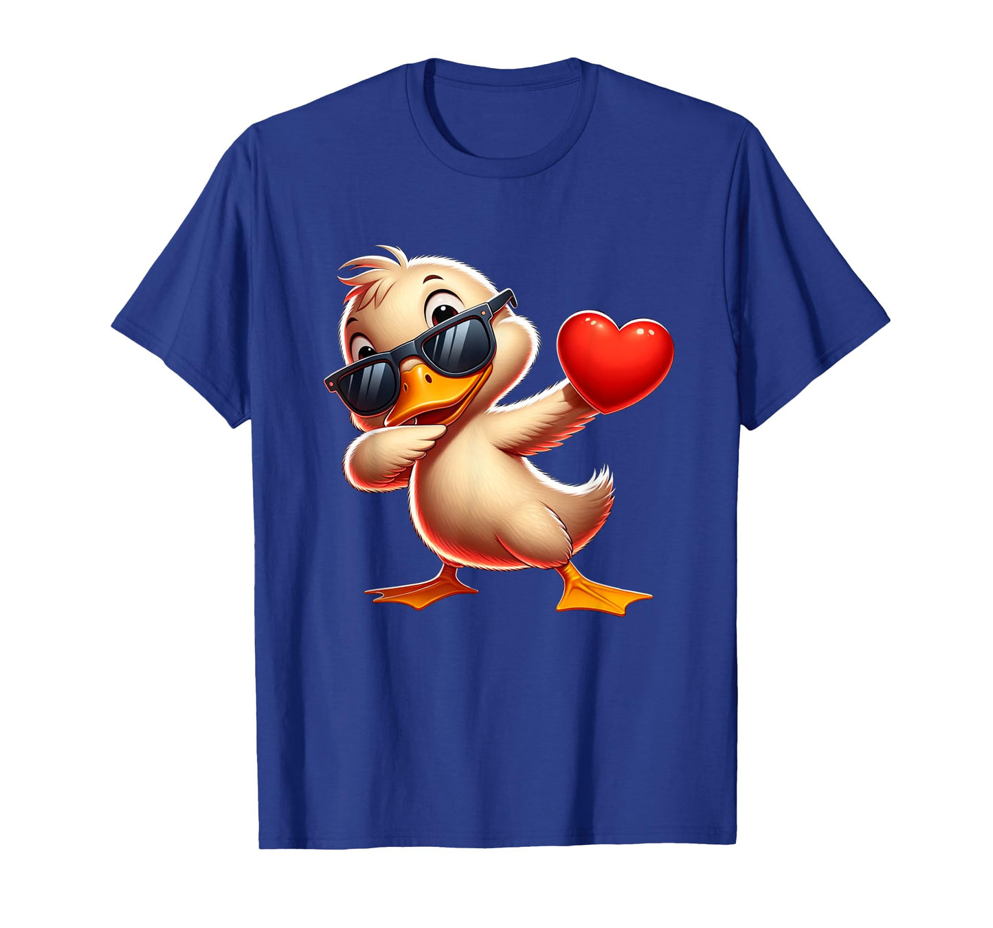Cute Funny Cool Duck Dabbing Heart Valentines Day T-Shirt