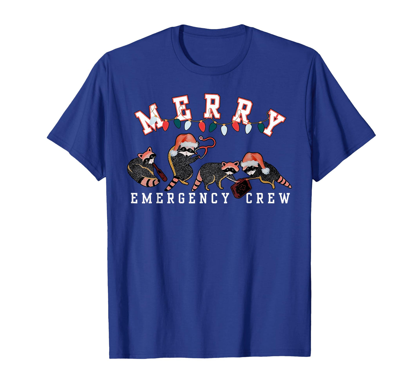 Cute Raccoon Emergency Nurse Crew Christmas ER Crew Nurse T-Shirt
