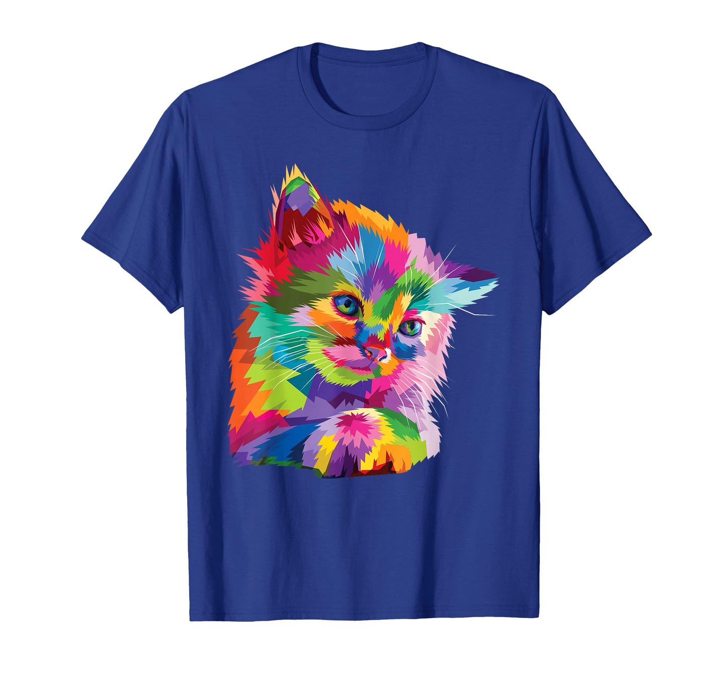 Rainbow Kitten Colorful Feline Mosaic Kitty Portrait T-Shirt