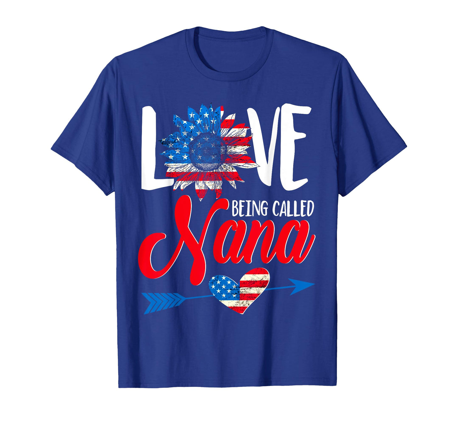 I Love Being Called Nana Sunflower American Flag July 4th T-Shirt
