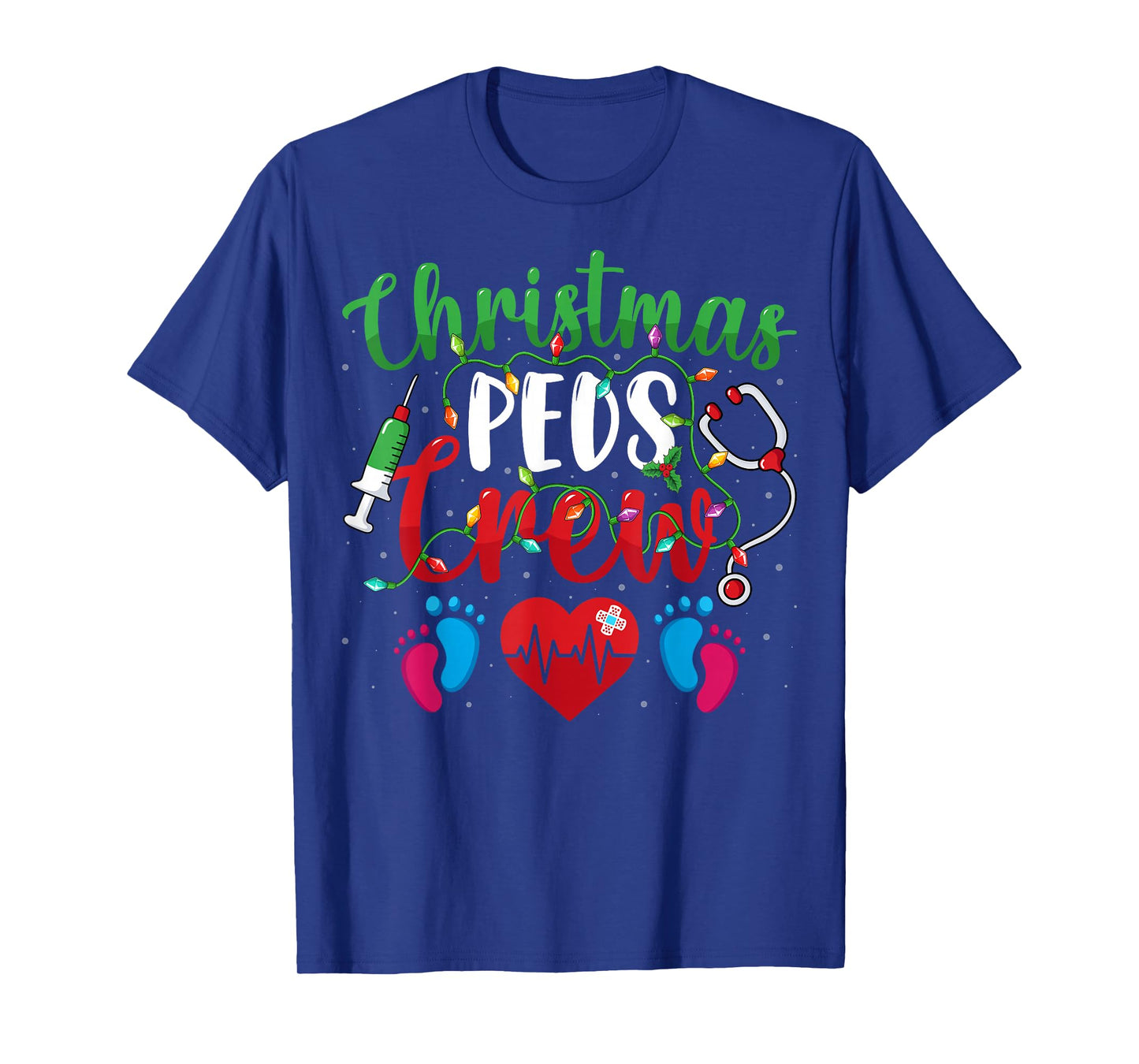 Christmas PEDS Crew Holiday Xmas Lights Pediatric Nurse T-Shirt