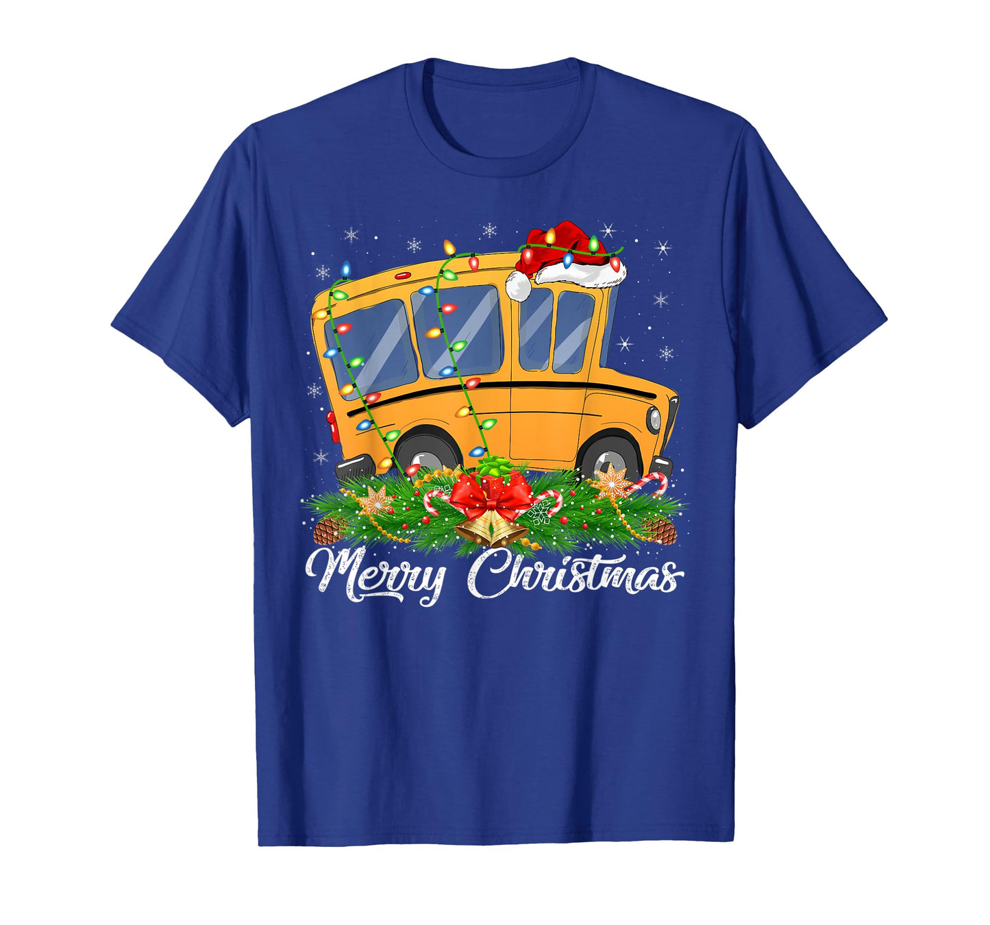 School Bus Lover Matching Santa Hat School Bus Christmas T-Shirt
