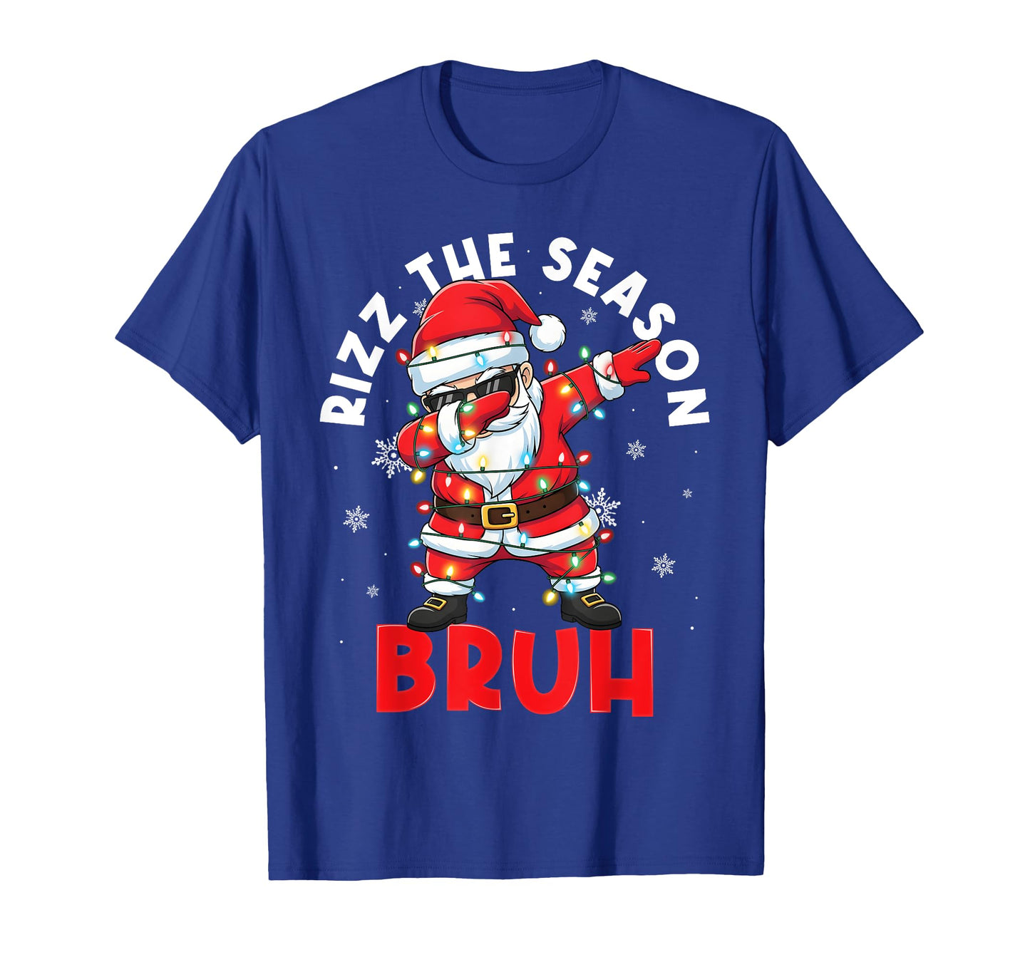 Rizz The Season Bruh Dabbing Santa Christmas Lights Men Boy T-Shirt