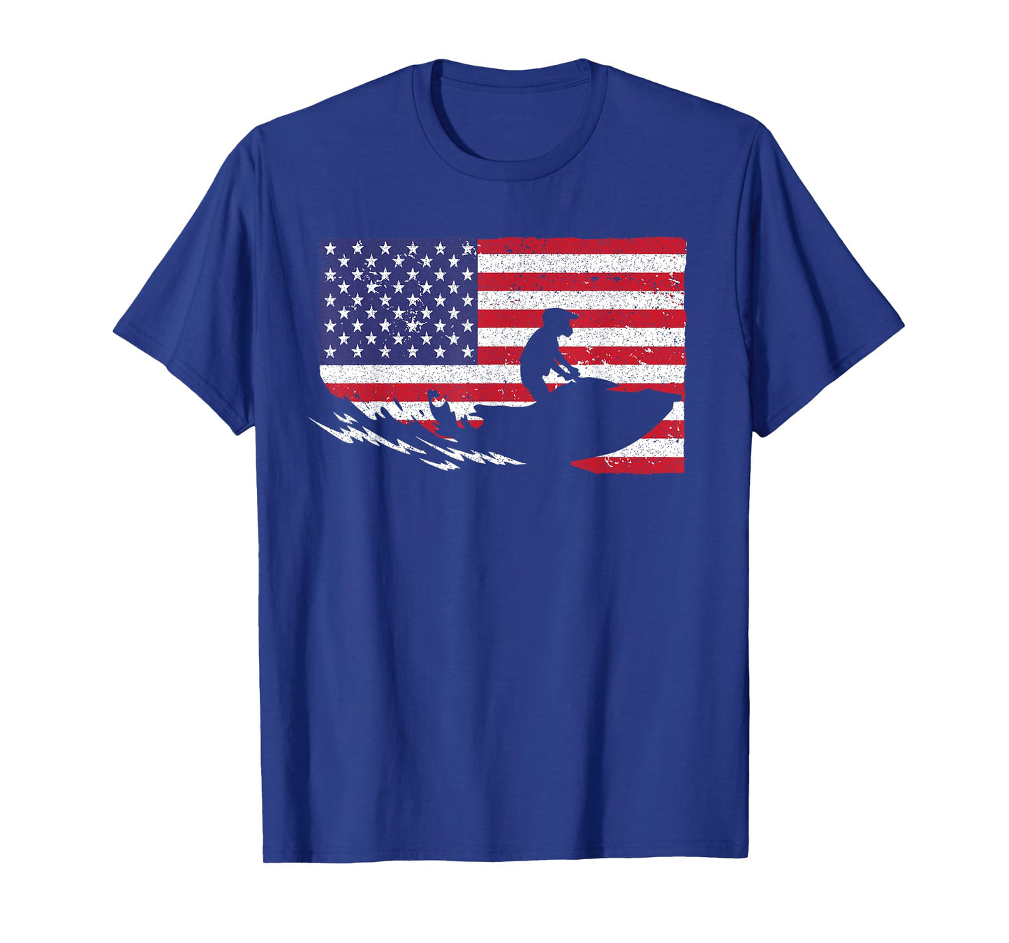 Cool Jet Ski For Men Women Skiers US American Flag Skiing T-Shirt