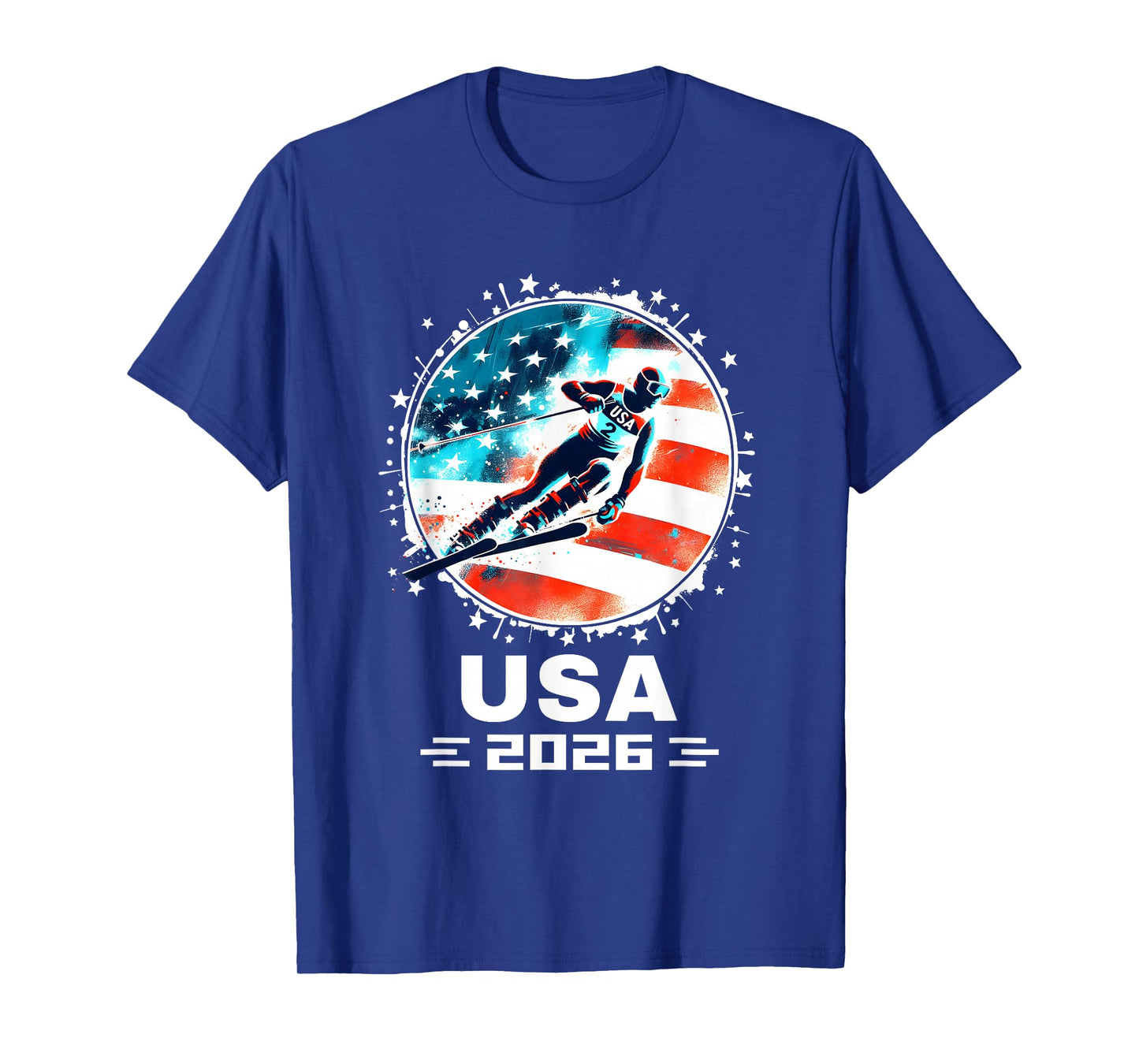 USA Team 2026 United States American Flag Skiing USA Ski T-Shirt