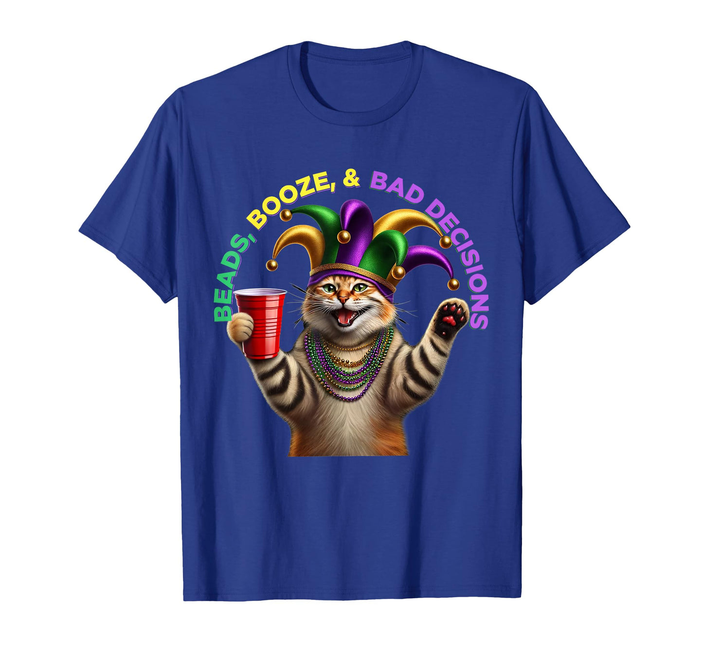 Matching Mens Womans Funny Meowdi Gras Cat Mardi Gras T-Shirt
