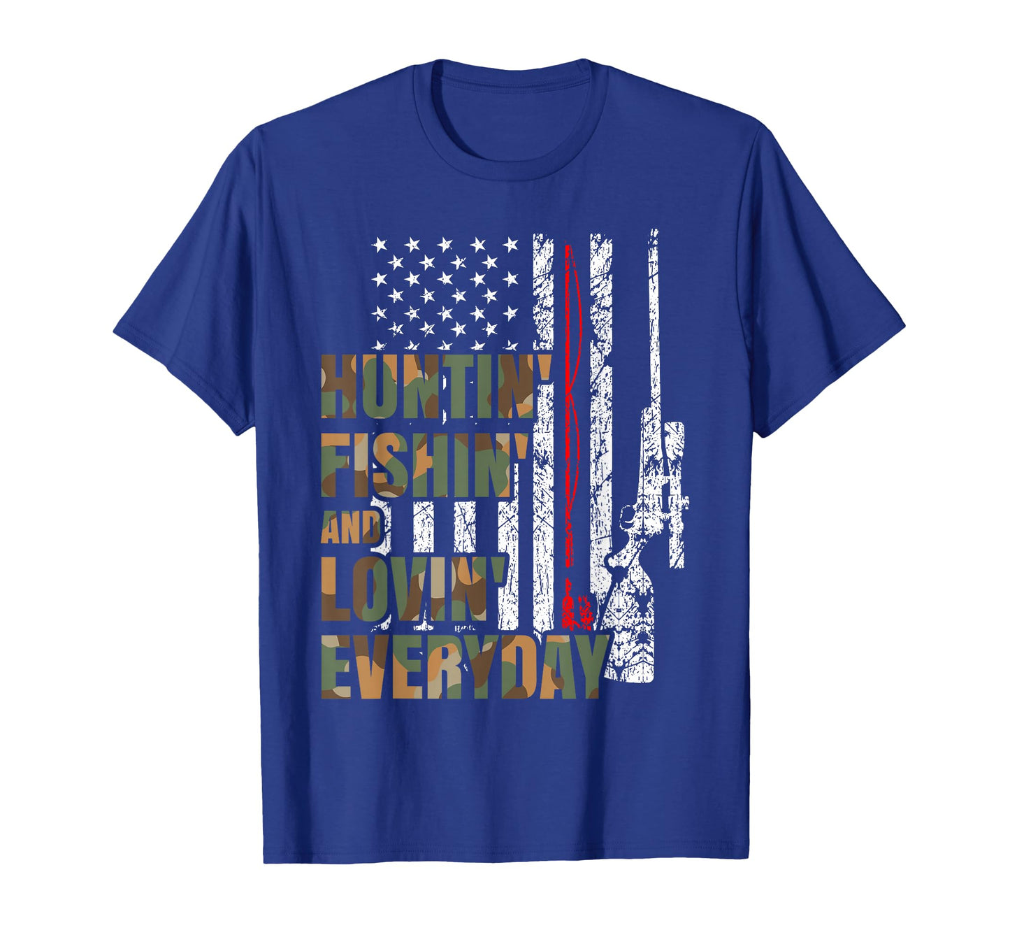 Hunting Fishing Loving Everyday American Deer Hunter Patriot T-Shirt