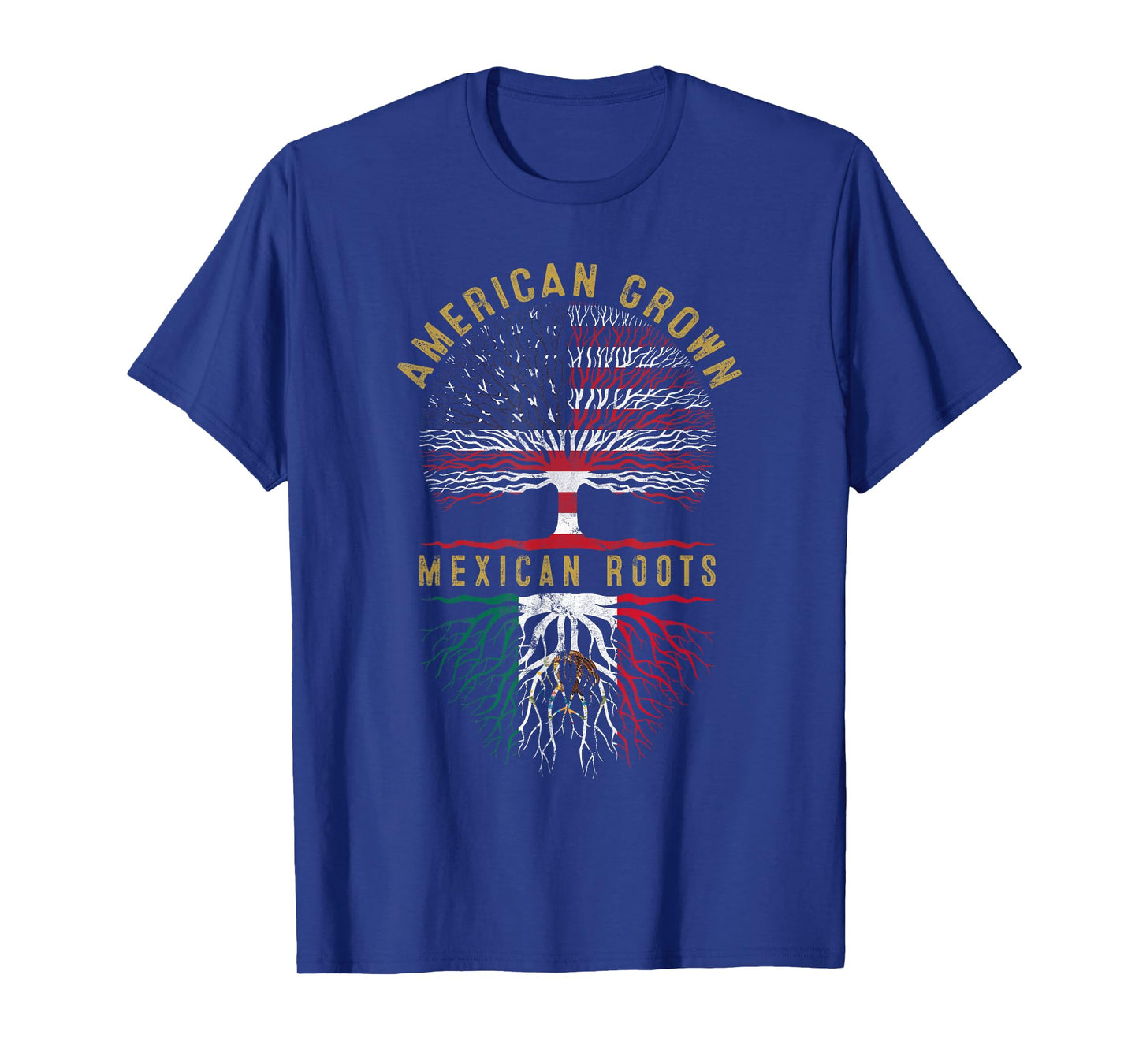 Distressed Tree USA Flag American Grown Mexican Roots T-Shirt