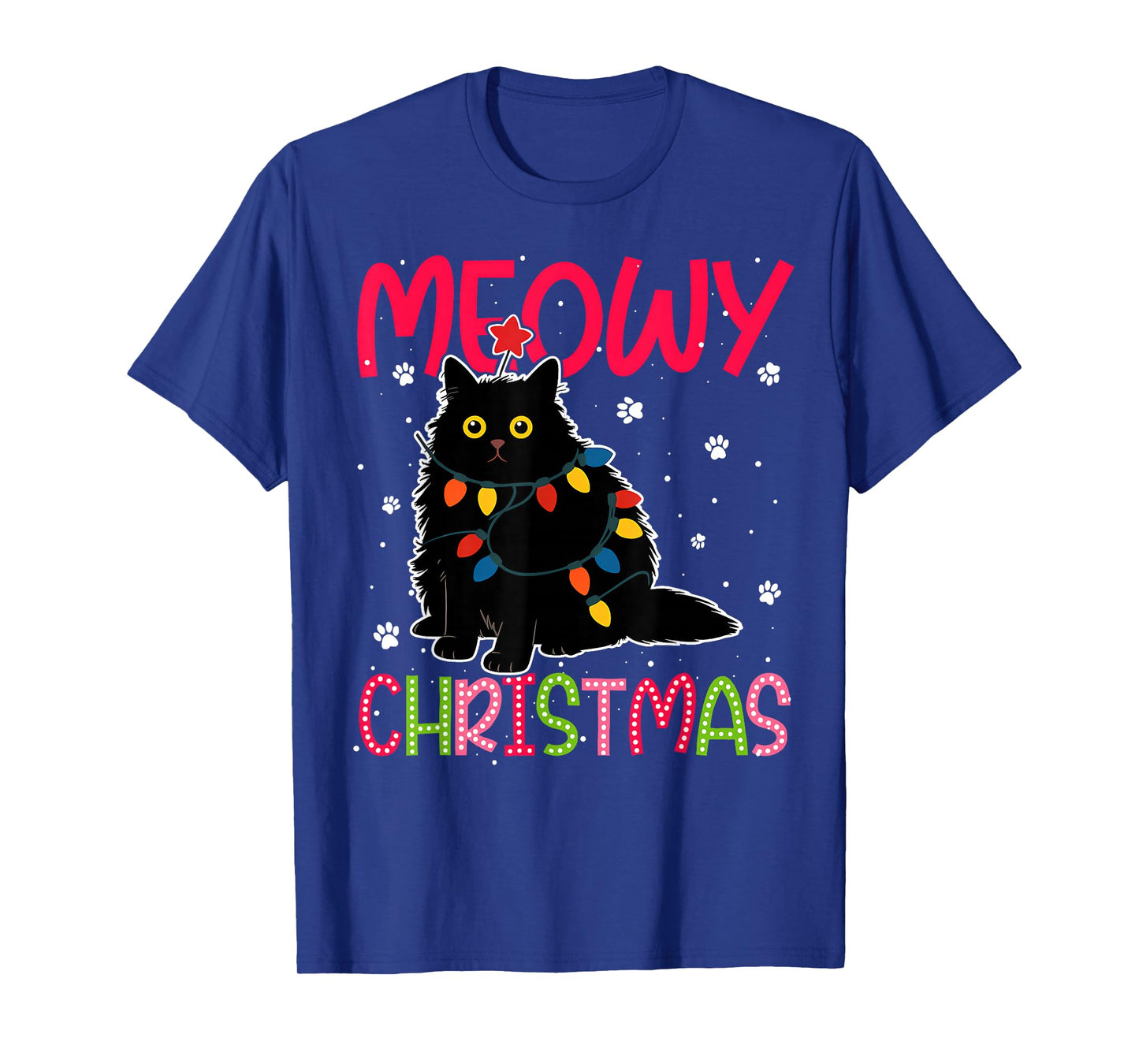 Meowy Catmas Santa Hat Cute Kitten Christmas Cat Lover T-Shirt