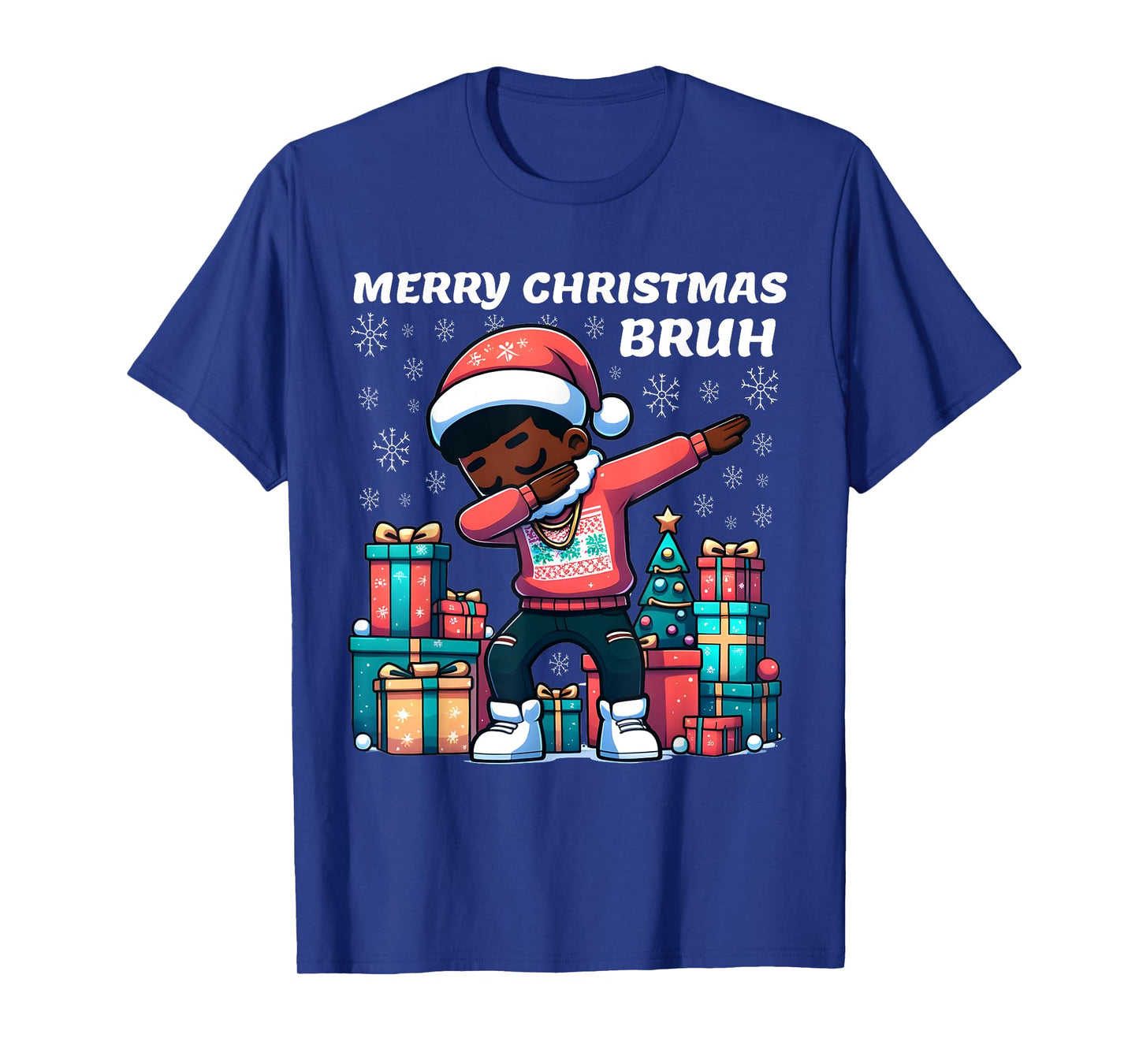 Dabbing Black Boy Merry Christmas Bruh African American Boys T-Shirt