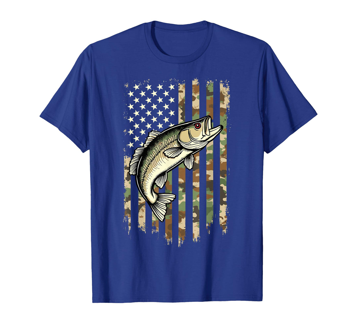 Fishing Camouflage USA American Flag Camo Fisherman T-Shirt