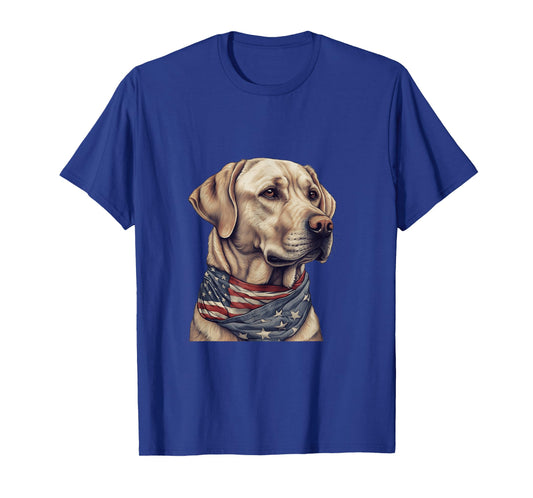 American USA Flag Lab Owner Yellow Labrador Retriever T-Shirt