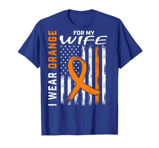 I Wear Orange For My Wife MS Awareness Flag Back Graphic T-Shirt