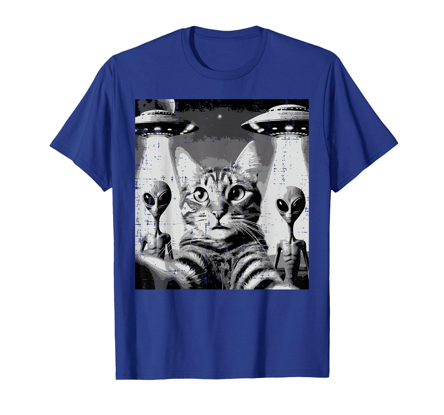 Cat Selfie with Aliens UFO Funny Encounter Men Women Kids T-Shirt