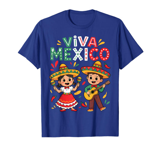 Viva Mexico Guitar Boy Girl Mexican Independence Day Kid T-Shirt
