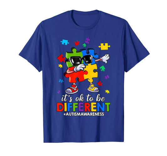 It's OK to Be Different Dabbing Puzzle Autism Awareness Kids T-Shirt
