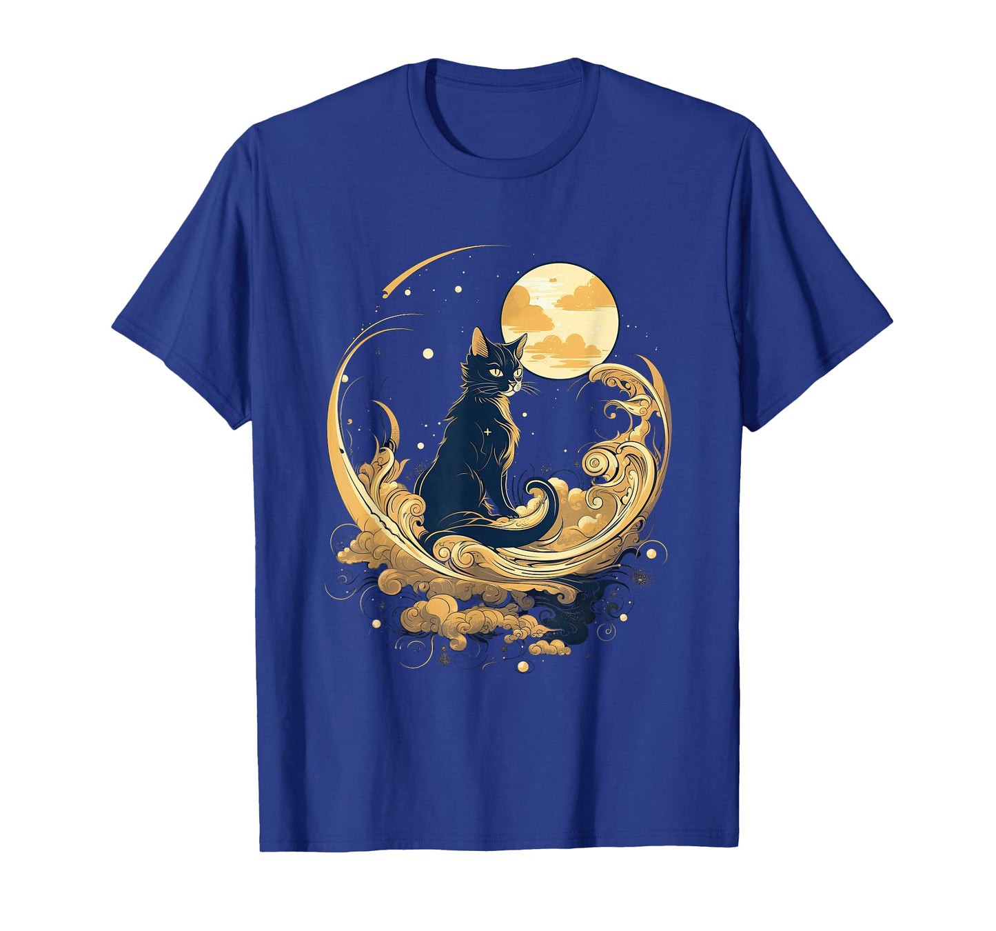 cat in front of moon and stars goth pastel kawaii T-Shirt